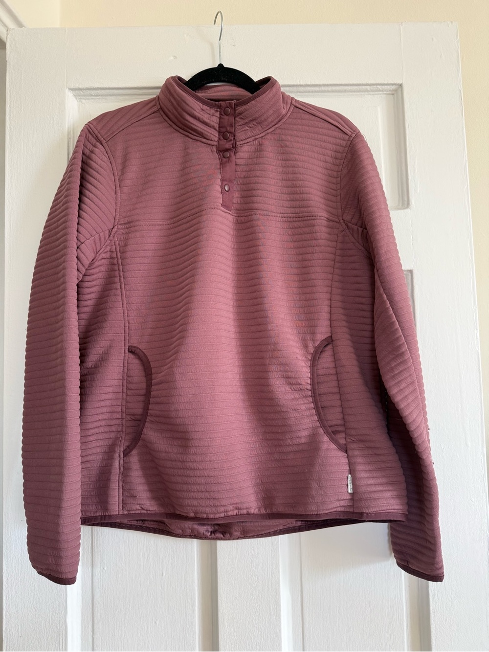 Avalanche Quilted Crewneck Pullover in Dusty Rose
